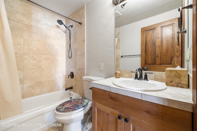980 S 1000 E, Driggs, ID 83455 - bathroom with visible vents, toilet, vanity, and shower / bath combination with curtain