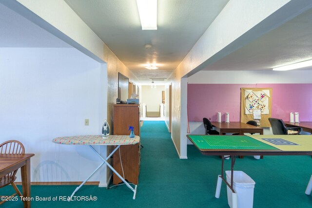 rec room featuring carpet floors