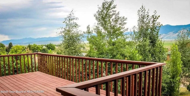 deck featuring a mountain view
