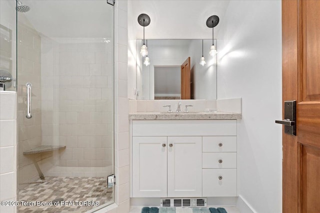3300 N Trapper Ln, Wilson, WY 83014 - full bathroom featuring a shower stall and vanity