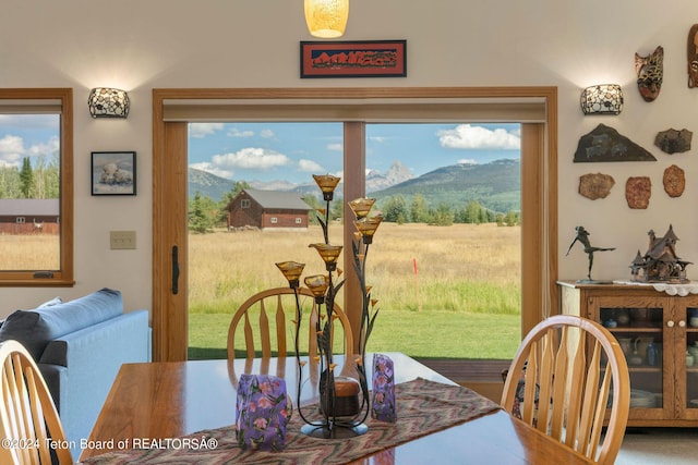 1820 Fall Line Dr, Driggs, ID 83422 - dining space featuring a mountain view and a wealth of natural light