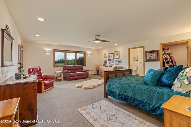 1820 Fall Line Dr, Driggs, ID 83422 - carpeted bedroom featuring a ceiling fan and recessed lighting