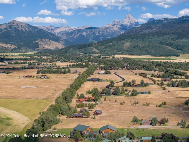 1820 Fall Line Dr, Driggs, ID 83422 - bird's eye view featuring a mountain view and a rural view
