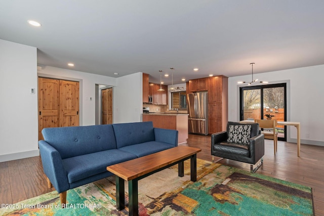 2032 Dandelion Ct, Jackson, WY 83001 - living room featuring hardwood / wood-style floors, recessed lighting, and baseboards