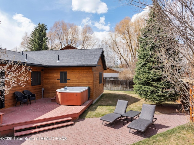 2032 Dandelion Ct, Jackson, WY 83001 - view of patio / terrace featuring a hot tub and a deck