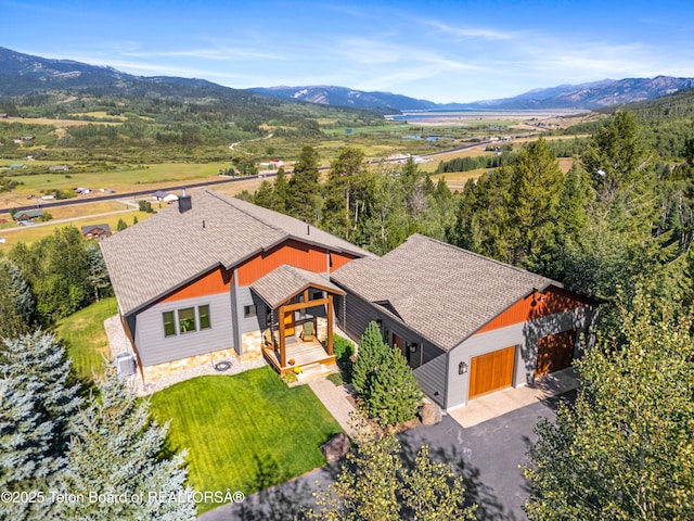 aerial view with a mountain view
