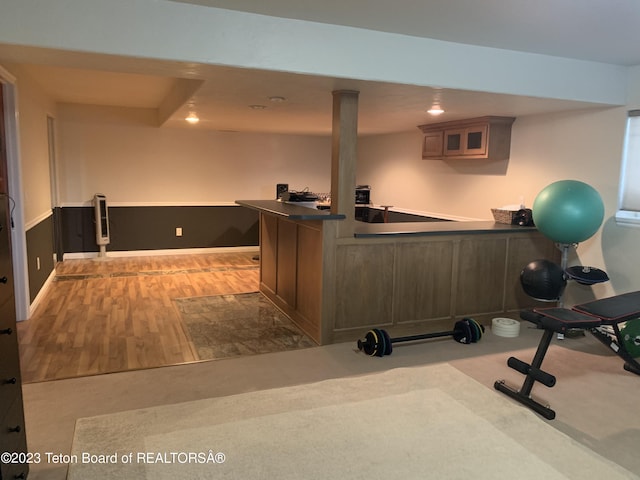 17 C B Ln, Pinedale, WY 82941 - exercise area with bar area, wood finished floors, recessed lighting, and baseboards
