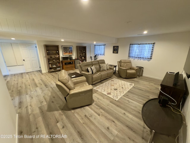 3048 Rangeview Dr, Jackson, WY 83001 - living area featuring wood finished floors, baseboards, and recessed lighting