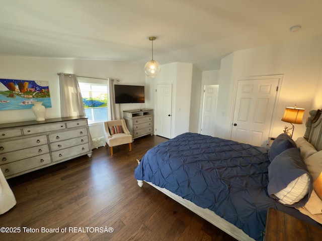 3048 Rangeview Dr, Jackson, WY 83001 - bedroom with wood finished floors and vaulted ceiling