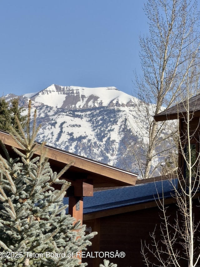 3048 Rangeview Dr, Jackson, WY 83001 - details with a mountain view and a shingled roof