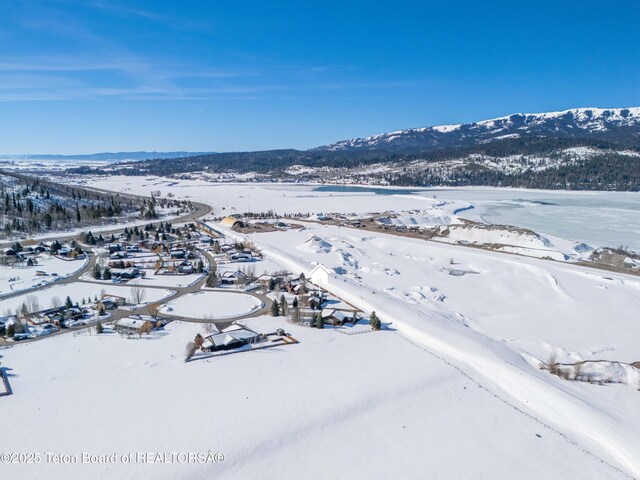 708 Palisades Ln, Alpine, WY 83128 - snowy aerial view with a mountain view