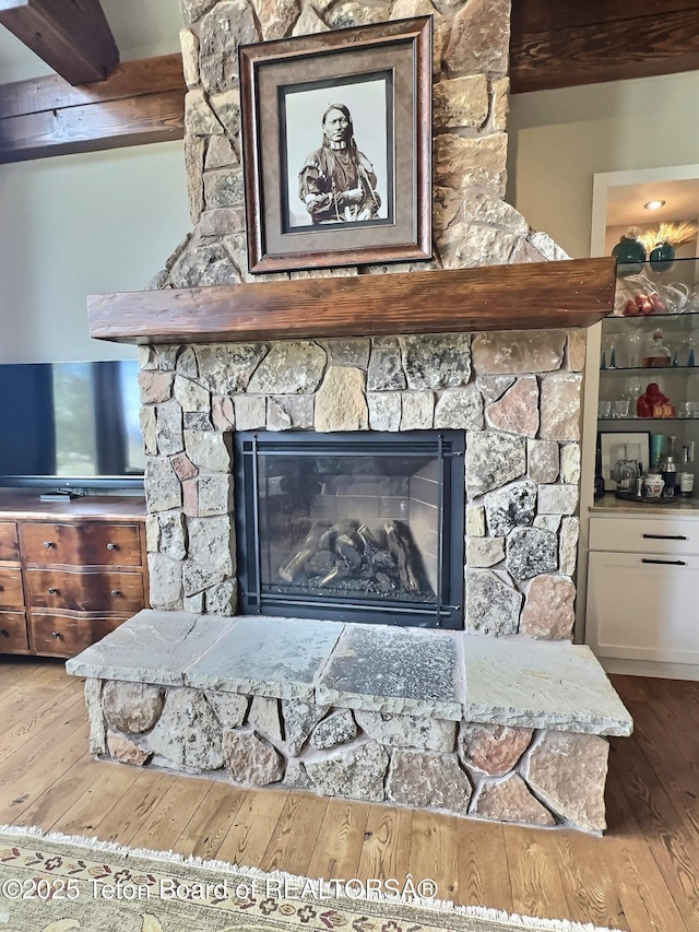 37 Rammell Rd, Victor, ID 83455 - room details featuring a fireplace and wood finished floors