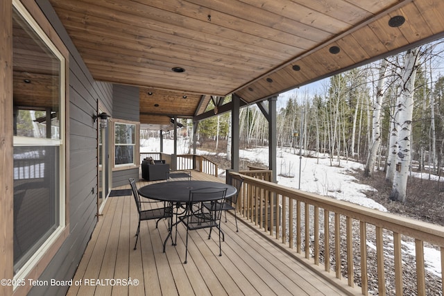 332 N Forest Dr, Star Valley Ranch, WY 83127 - snow covered deck with outdoor dining space