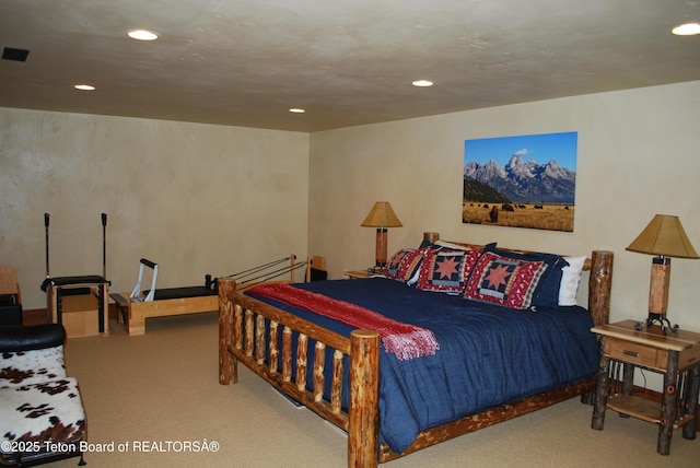 4053 S Adams Rd, Driggs, ID 83422 - bedroom featuring carpet, recessed lighting, and a mountain view
