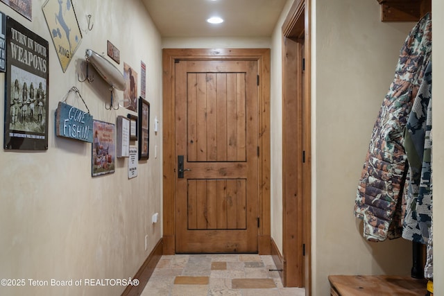 4053 S Adams Rd, Driggs, ID 83422 - entryway with stone finish floors and recessed lighting