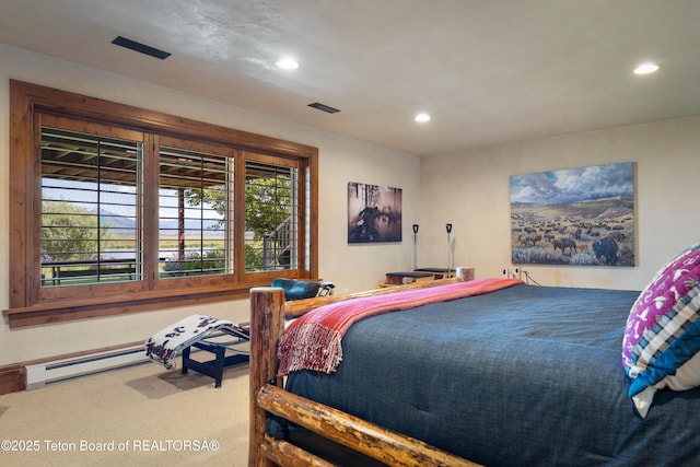 4053 S Adams Rd, Driggs, ID 83422 - bedroom featuring recessed lighting, baseboard heating, and carpet