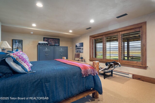4053 S Adams Rd, Driggs, ID 83422 - bedroom with carpet, recessed lighting, and baseboard heating