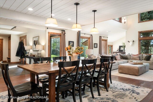3375 W Killdeer Rd, Jackson, WY 83001 - dining room with wood finished floors and recessed lighting