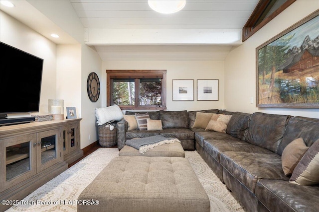 3375 W Killdeer Rd, Jackson, WY 83001 - living area with wood finished floors, recessed lighting, and baseboards
