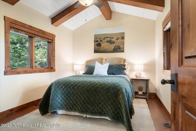 3375 W Killdeer Rd, Jackson, WY 83001 - bedroom featuring wood finished floors, baseboards, and a ceiling fan