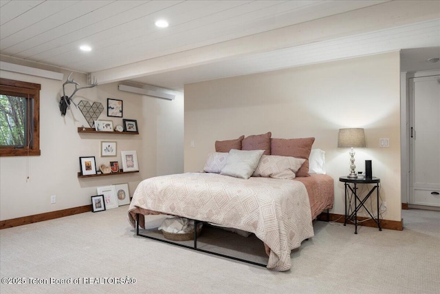 3375 W Killdeer Rd, Jackson, WY 83001 - carpeted bedroom with baseboards, recessed lighting, and a wall unit AC
