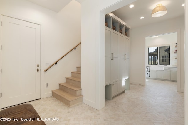 1070 Horseshoe Ln, Driggs, ID 83422 - mudroom featuring recessed lighting and baseboards