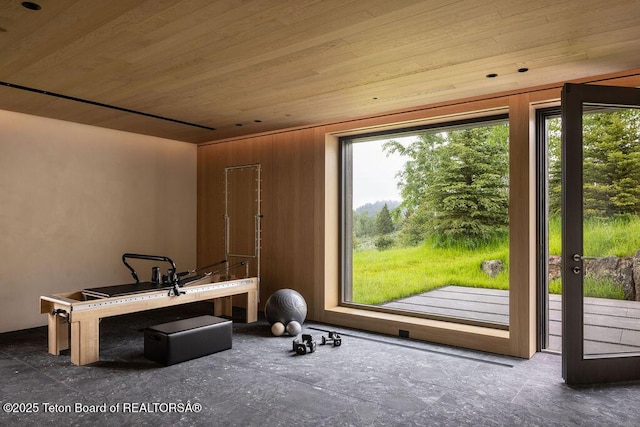 2205 W Pemmican Rd, Jackson, WY 83001 - office space with wood ceiling and wood walls
