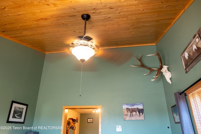 362 Snowmobile Ln, Daniel, WY 83115 - detailed view of wooden ceiling and a ceiling fan