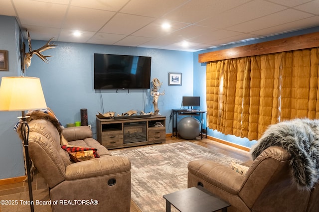 362 Snowmobile Ln, Daniel, WY 83115 - living room with a paneled ceiling and wood finished floors
