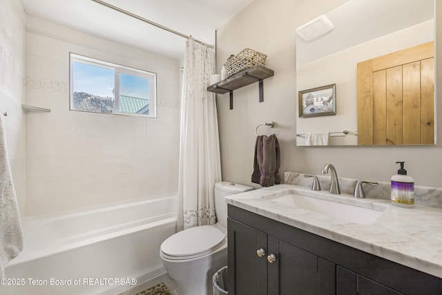 30 Stormy Cir, Jackson, WY 83001 - bathroom with shower / bath combination with curtain, toilet, and vanity