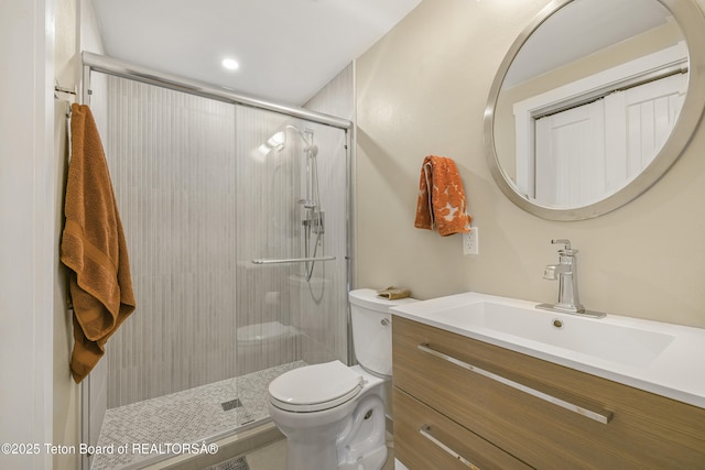 30 Stormy Cir, Jackson, WY 83001 - full bath featuring a stall shower, toilet, and vanity