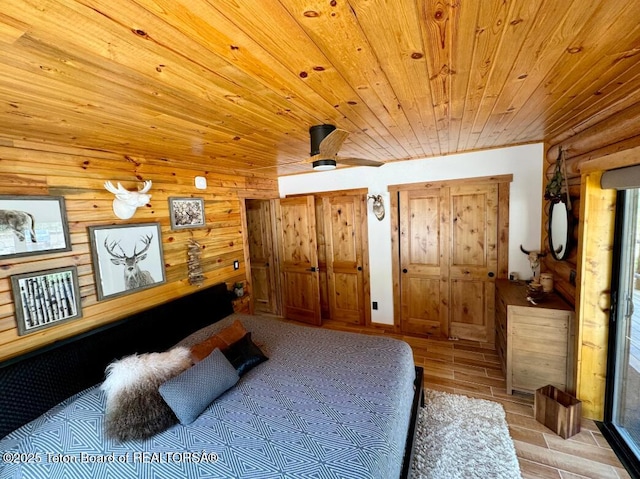 800 Dell Crk, Alpine, WY 83128 - bedroom featuring light wood finished floors and wood ceiling