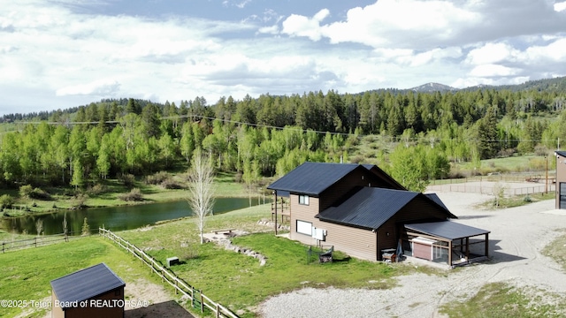 800 Dell Crk, Alpine, WY 83128 - drone / aerial view of a forest and a water and mountain view