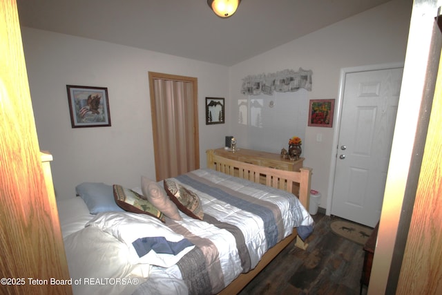 10 Foothill Blvd, Alpine, WY 83128 - bedroom featuring lofted ceiling and wood finished floors