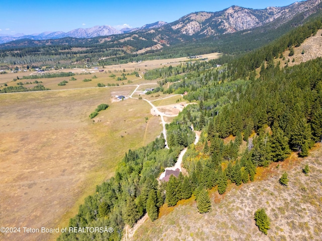 bird's eye view with a mountain view