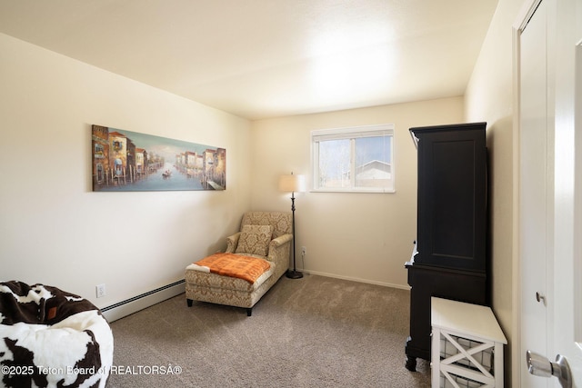 811 Jade St, Pinedale, WY 82941 - sitting room with a baseboard heating unit, carpet flooring, and baseboards