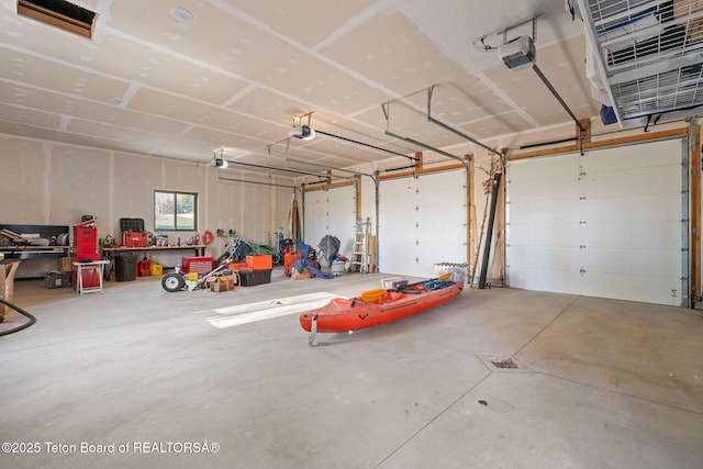 garage with a garage door opener