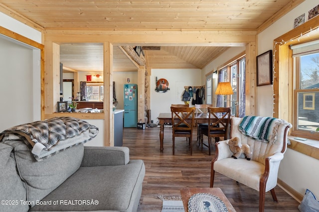 611 W Ramshorn St, Dubois, WY 82513 - living room with wooden ceiling and wood finished floors