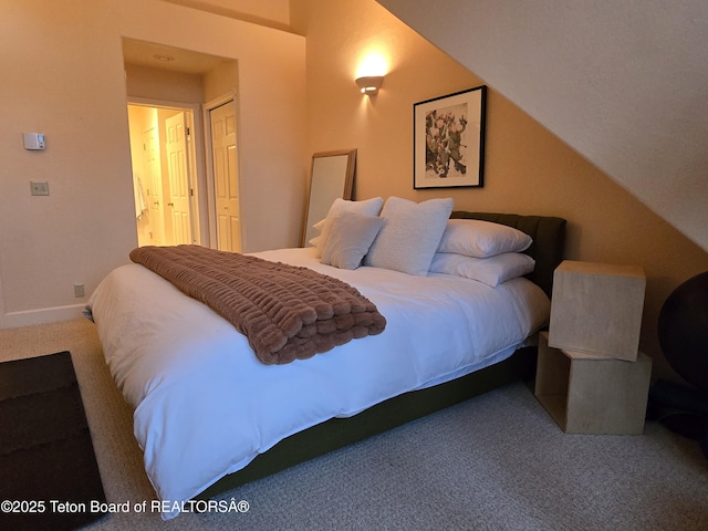 bedroom with baseboards and carpet floors