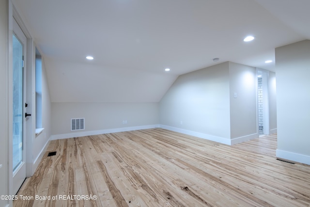 4444 Tails Down Rd, Tetonia, ID 83452 - additional living space featuring recessed lighting, light wood-style flooring, vaulted ceiling, and baseboards