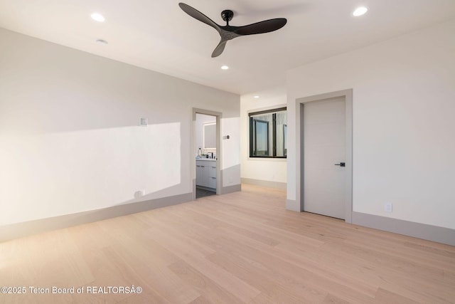 1404 Canyon Sunrise, Driggs, ID 83422 - spare room with ceiling fan, light wood-style flooring, and recessed lighting