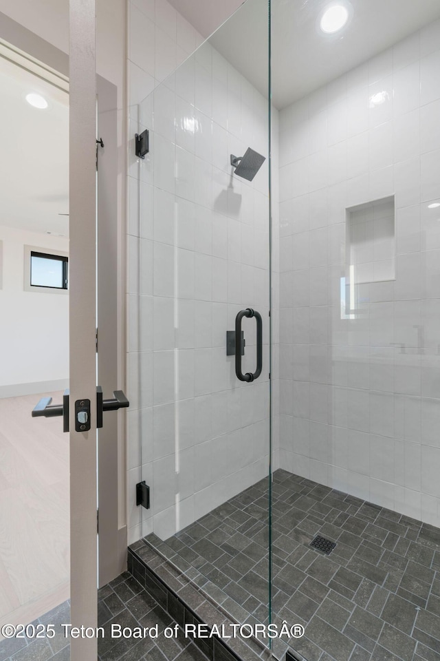 1404 Canyon Sunrise, Driggs, ID 83422 - full bath with a shower stall and recessed lighting