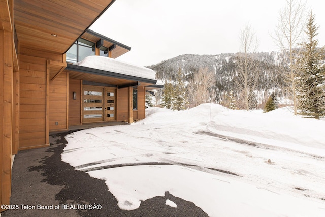 exterior space featuring a mountain view