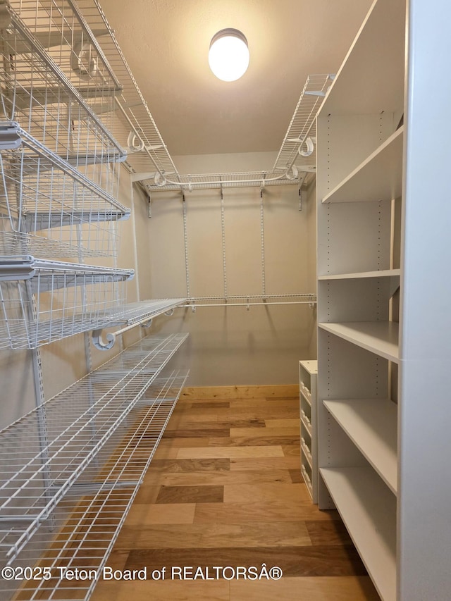 spacious closet with wood finished floors