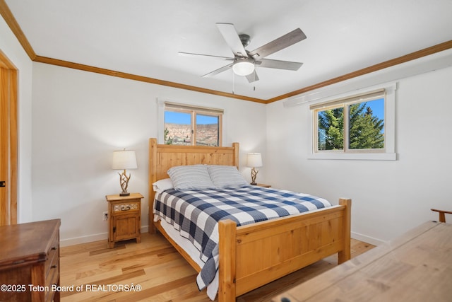 9 Warm Springs Rd, Dubois, WY 82513 - bedroom with light wood finished floors, multiple windows, baseboards, and crown molding