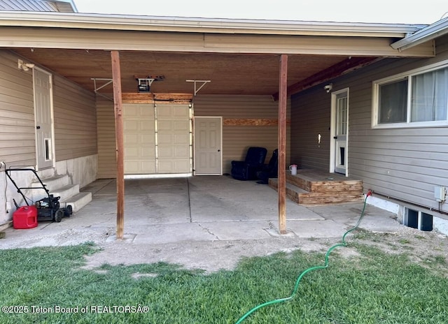 view of garage