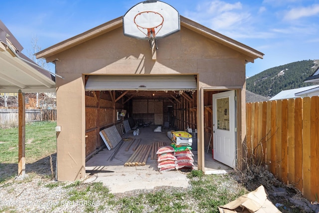 519 Jefferson, Afton, WY 83110 - view of outdoor structure with a fenced backyard, an outbuilding, and a mountain view