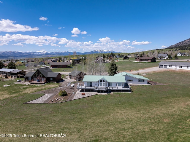 aerial perspective of suburban area with a mountain backdrop