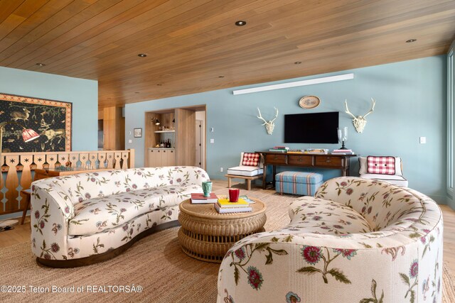 735 Snow King Dr, Jackson, WY 83001 - living area featuring wood ceiling and wood finished floors