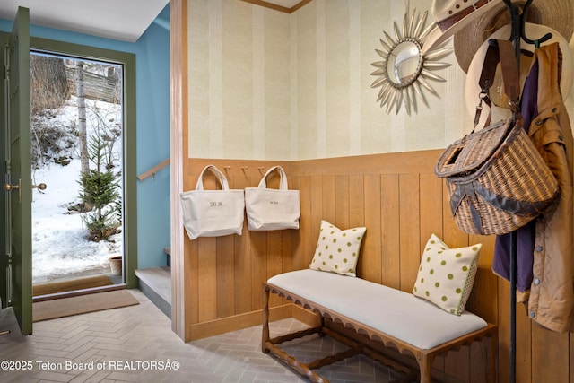 735 Snow King Dr, Jackson, WY 83001 - sitting room featuring stairway and wainscoting